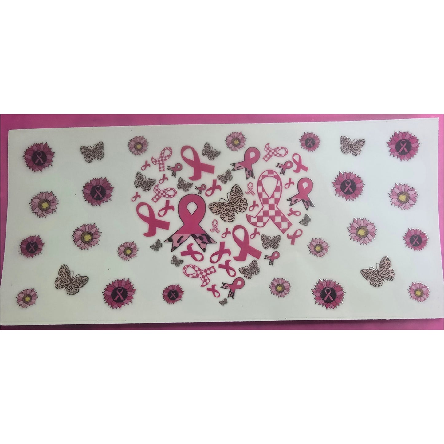 Breast cancer heart and ribbons