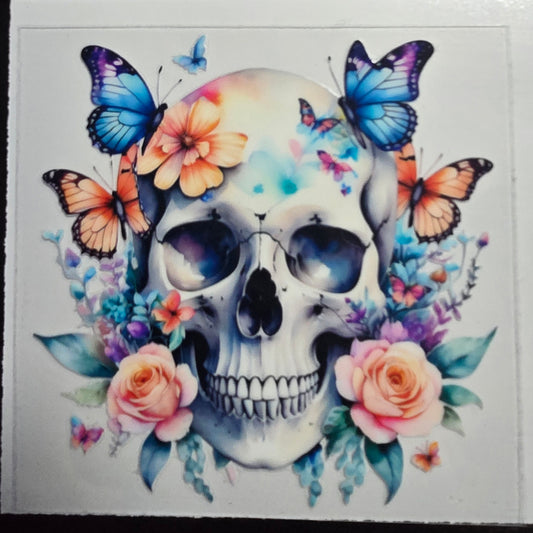 Pastel skull butterflies