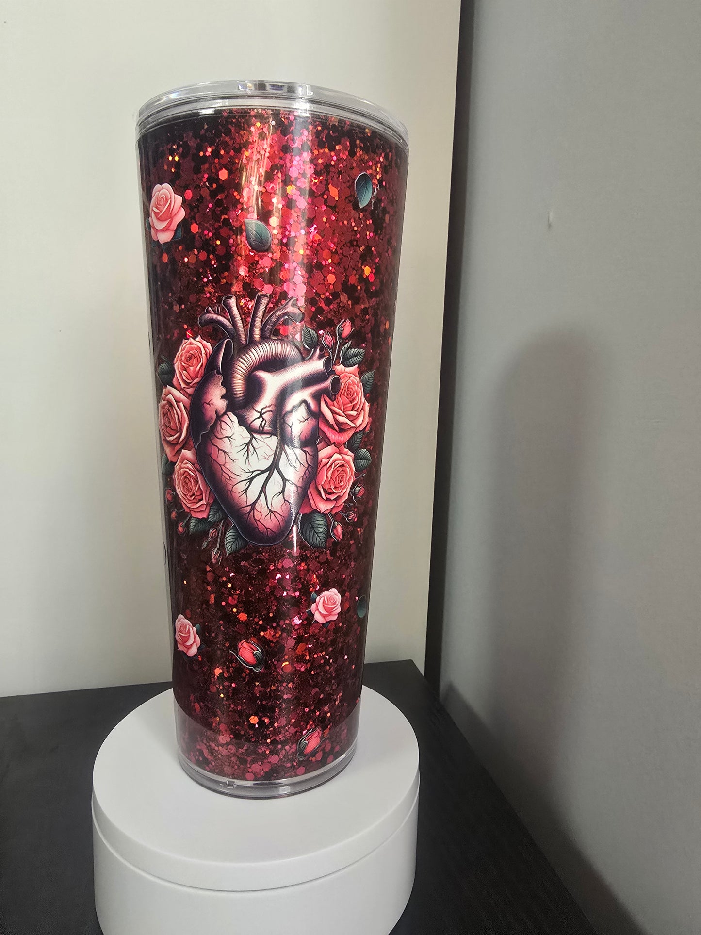 24oz red and black anatomical heart premade