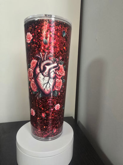 24oz red and black anatomical heart premade