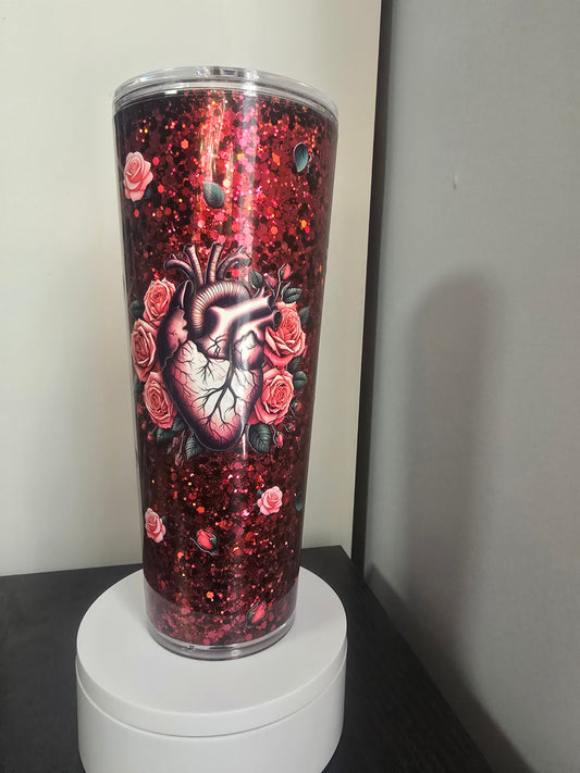 24oz red and black anatomical heart premade